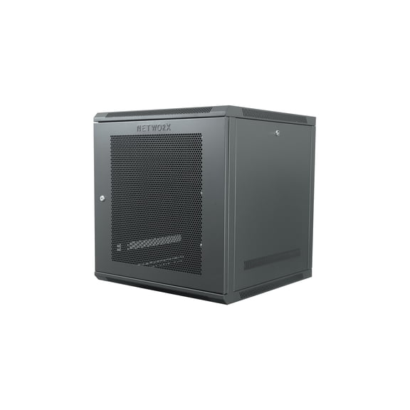 Networx 12U Wall Mount Cabinet - 202 Series, 24" Deep, Flat-Packed Network Rack with Lockable Doors & Ventilation, Durable Steel Construction
