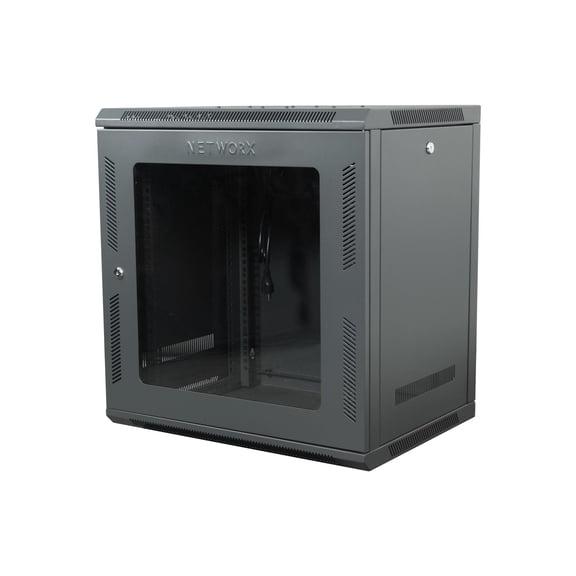 Networx 12U Wall Mount Network Cabinet, Lockable Doors, Ventilated Panels, Space-Saving IT & Network Rack Enclosure