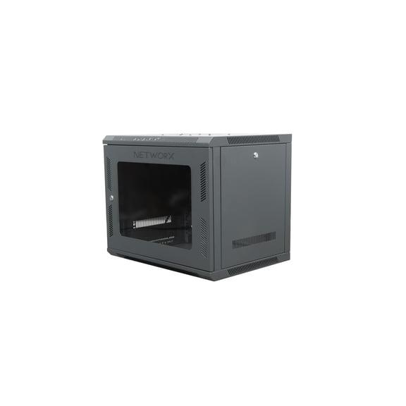 Networx 9U Wall Mount Network Cabinet, 101 Series - 18" Deep, Lockable Doors & Ventilated Panels, Space-Saving Rack Enclosure for IT & Network Equipment