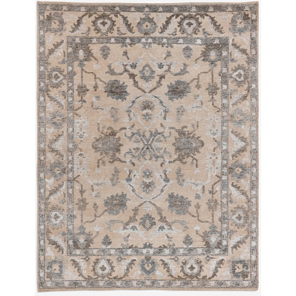 Neu Looms, Hand Knotted Trace Collection Area Rug - 8' x 10', Transitional Beige-Olive, Neu Loom, Handmade Cotton & Viscose, Ideal for Living Room, Bedroom, Office