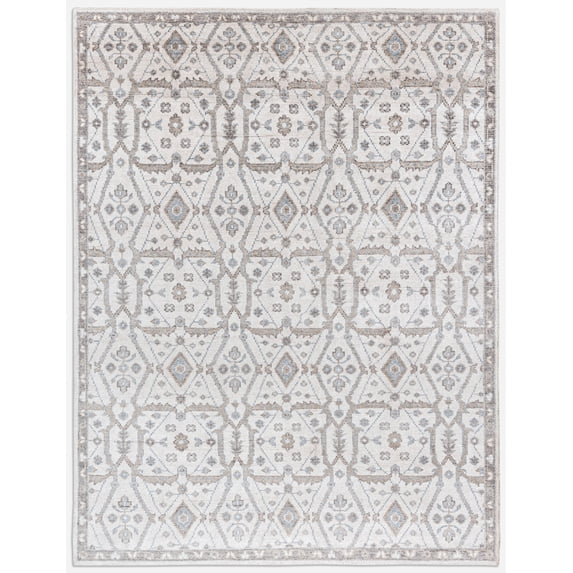 Neu Looms, Hand Knotted Trace Collection Area Rug - 8' x 10', Transitional Ivory-Silver, Handmade 100% Viscose, Ideal for Living Room, Bedroom, Office