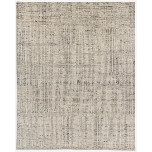 Neu Looms, Hand-Knotted Wool Rug 8x10  Large Grey-Sand Modern Area Rug for Living Room, Bedroom, Office  100% Wool Soft Durable Artisan Carpet  Handmade Modern & Contemporary Rug.