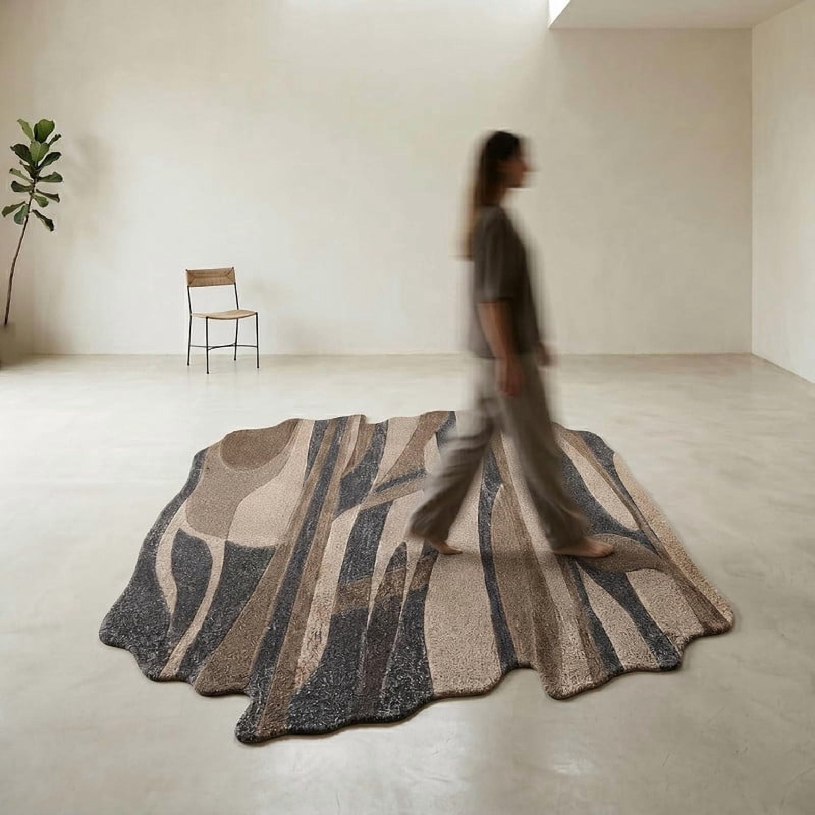Beige Tan Pattern Rug Neu Looms Hand Tufted Wool Area Rug, Linear Design, Brown Beige, 5x8 Ft ...
