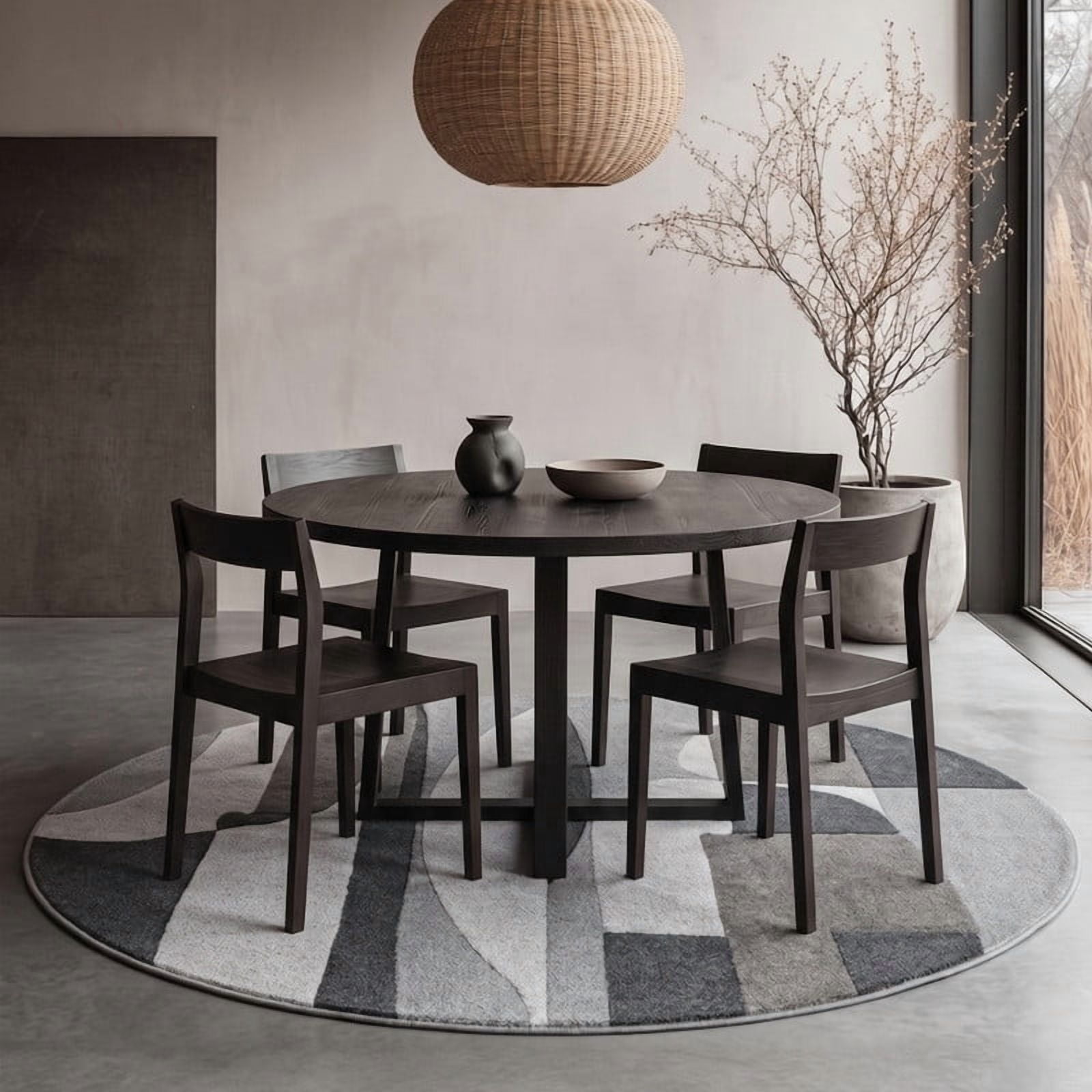 Round Shape Rug Neu Looms Hand Tufted Wool Silk Round Area Rug, Geometric Lines, Gray ...