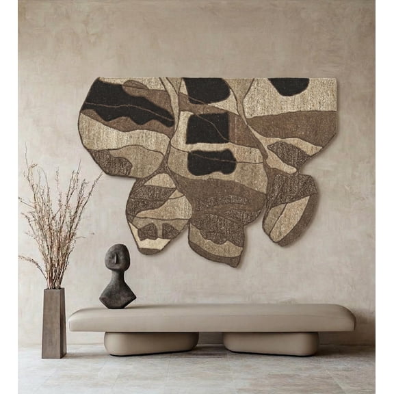 Neu Wall Handmade Woven Wall Art, Modern Abstract Wall Decor, Natural Wool Textile Wall Hanging for Living Room Bedroom, Premium Decorative Wall Art for Home & Office, Espresso-Brown, 6x4 Ft