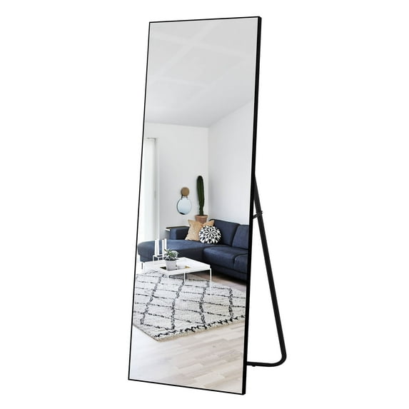 16" x 59" Black Modern Floor Mirror