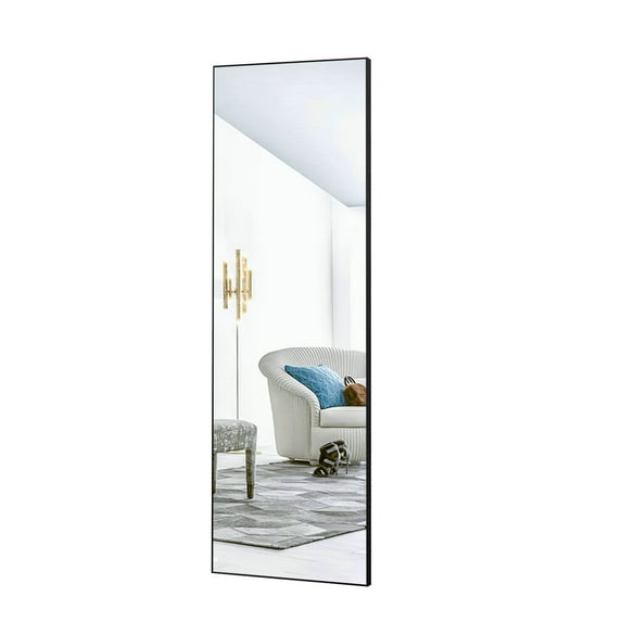 17 in x 62 in Black Modern Full Length Mirror