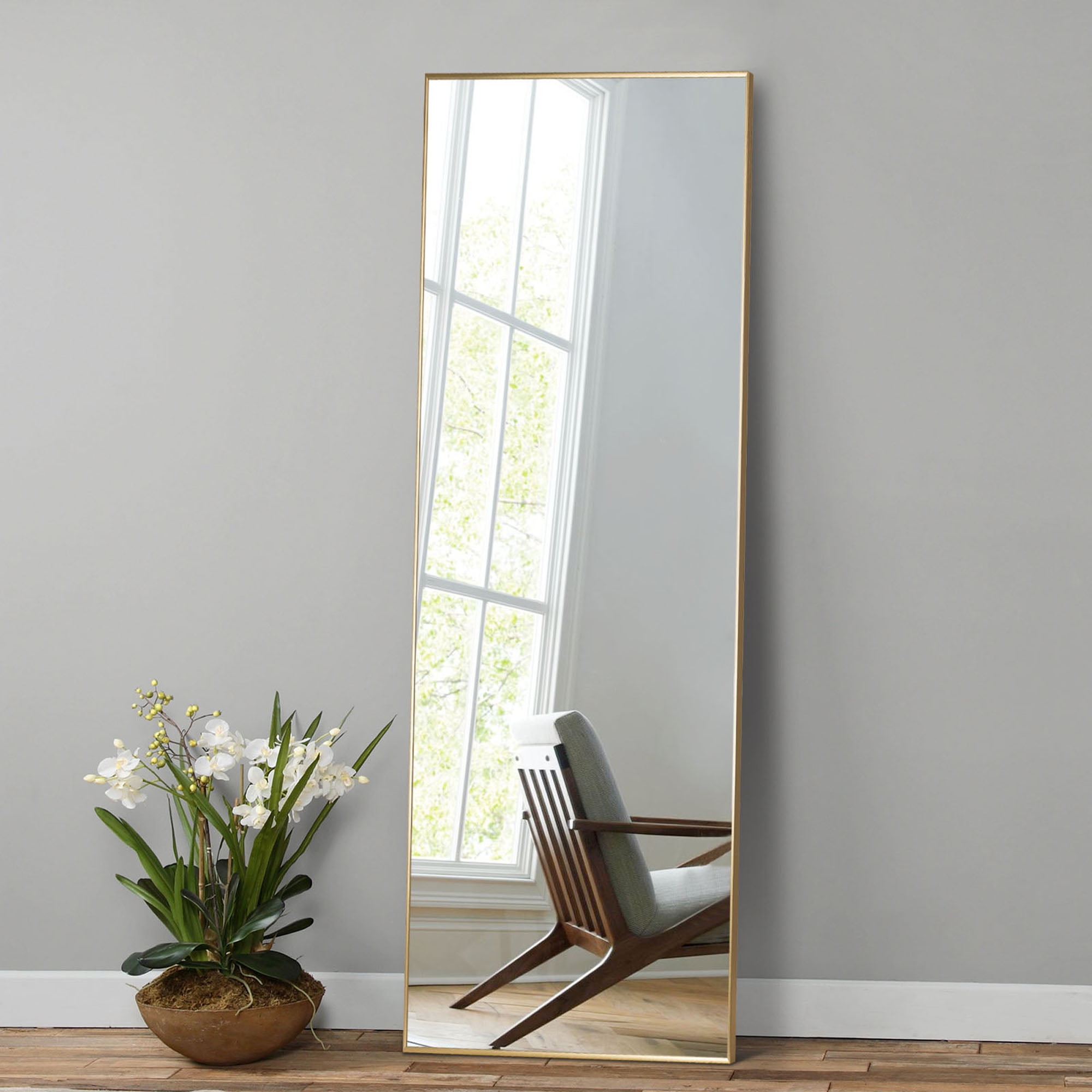 NeuType 19 in x 55 in Gold Modern Full Length Mirror