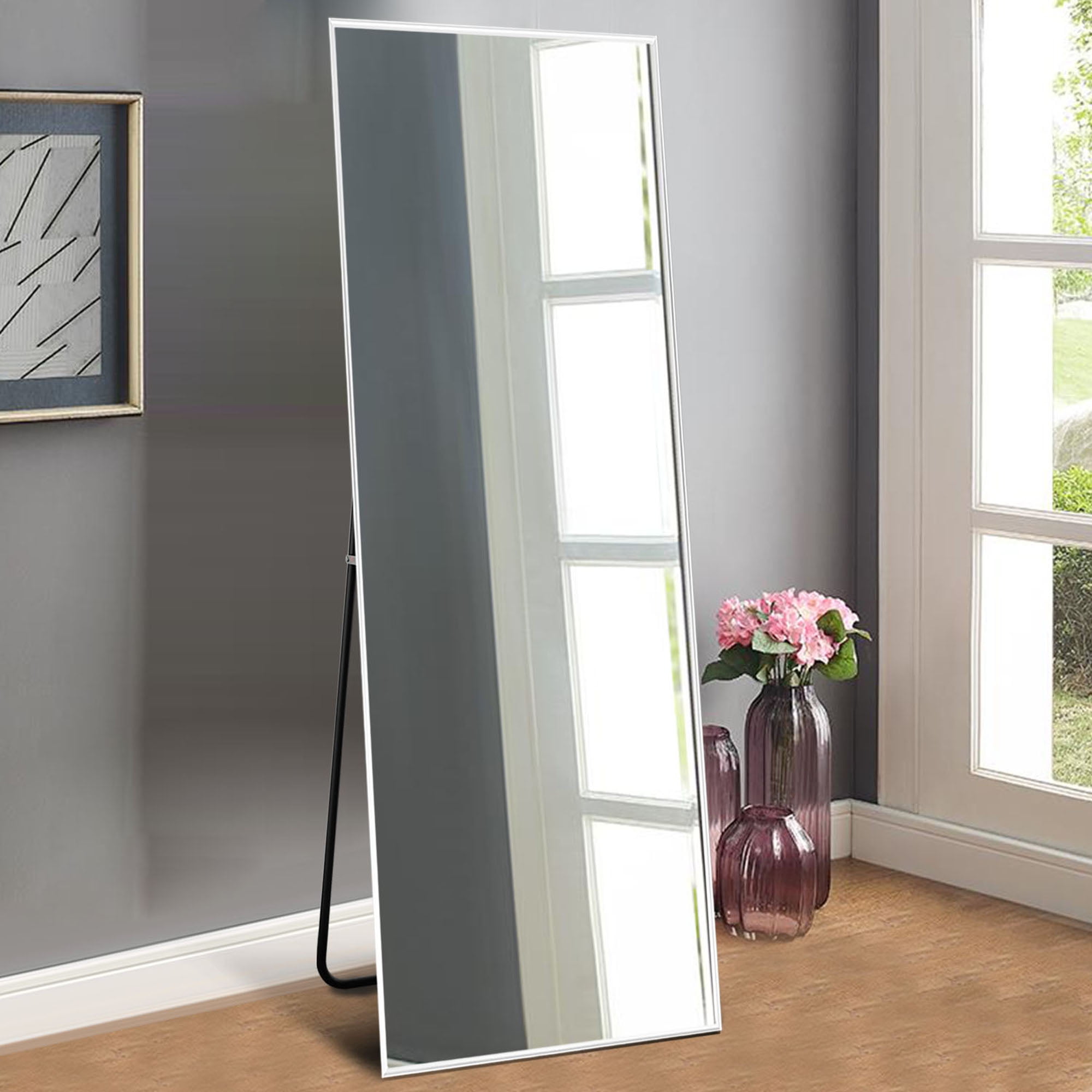 19 in x 58 in White Modern Floor Mirror