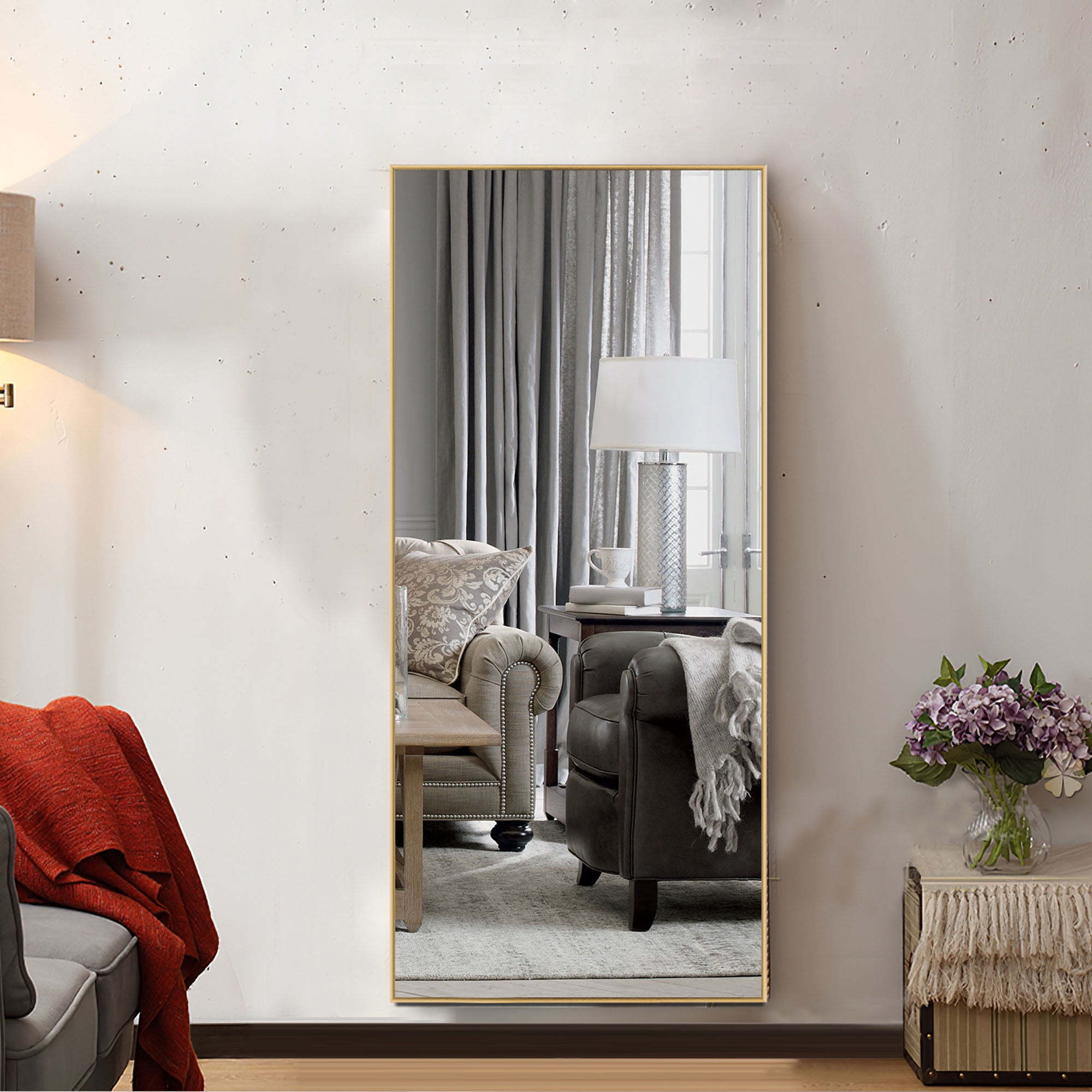 21 in x 47 in Gold Modern Full Length Mirror