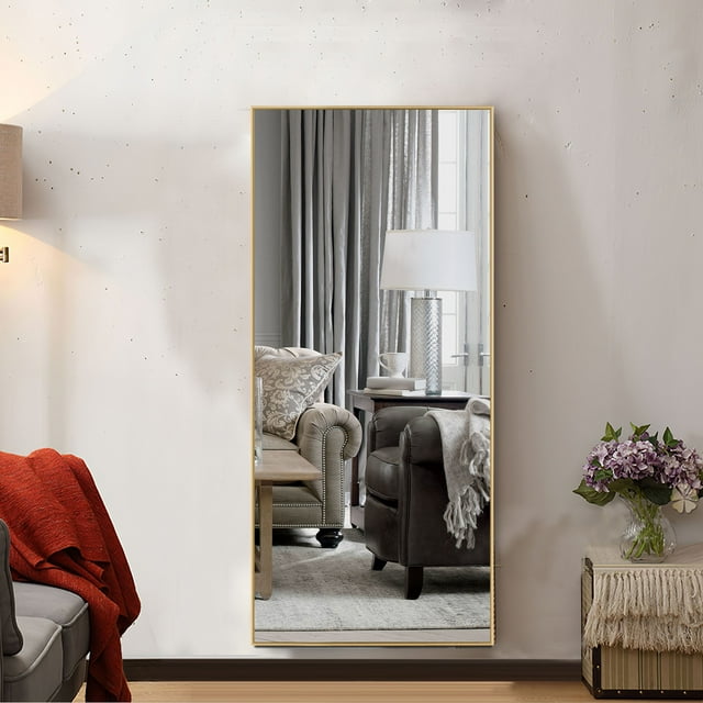 NeuType 21 in x 47 in Gold Modern Full Length Mirror