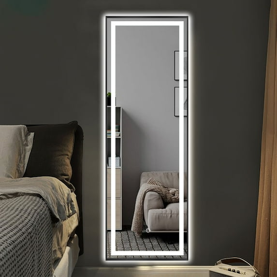 22 in x 65 in Black Modern LED Mirror