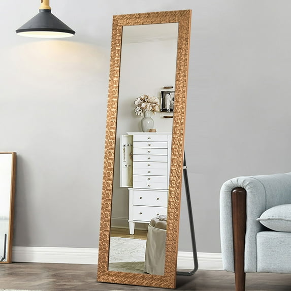 22 in x 65 in Gold Modern Floor Mirror