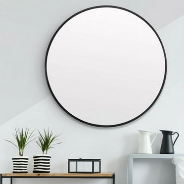28" x 1.6 in Black Modern Wall Mirror