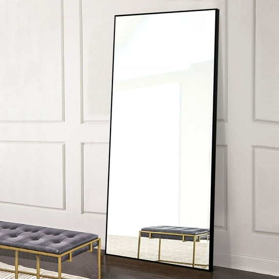 32 in x 70 in Black Modern Floor Mirror