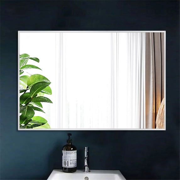 36 in x 24 in Silver Modern Wall Mirror