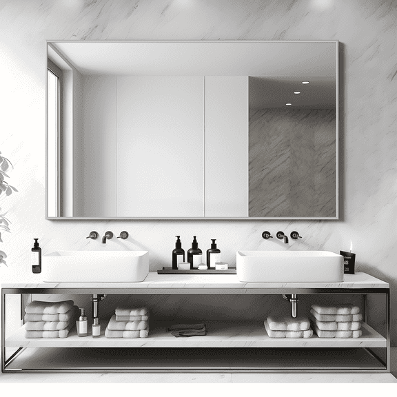 MAYEERTY 51" x 31" Rectangular Full Length Mirror Floor Mirror, Aluminium Alloy, Silver