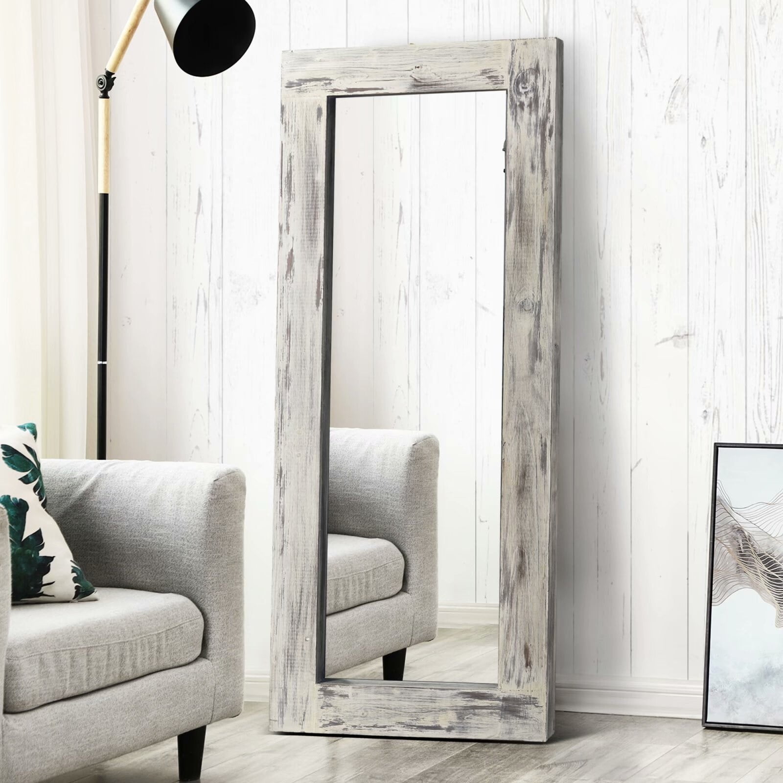 Neutypechic Rustic Wood Freestanding Fulllength Floor Mirror weathered