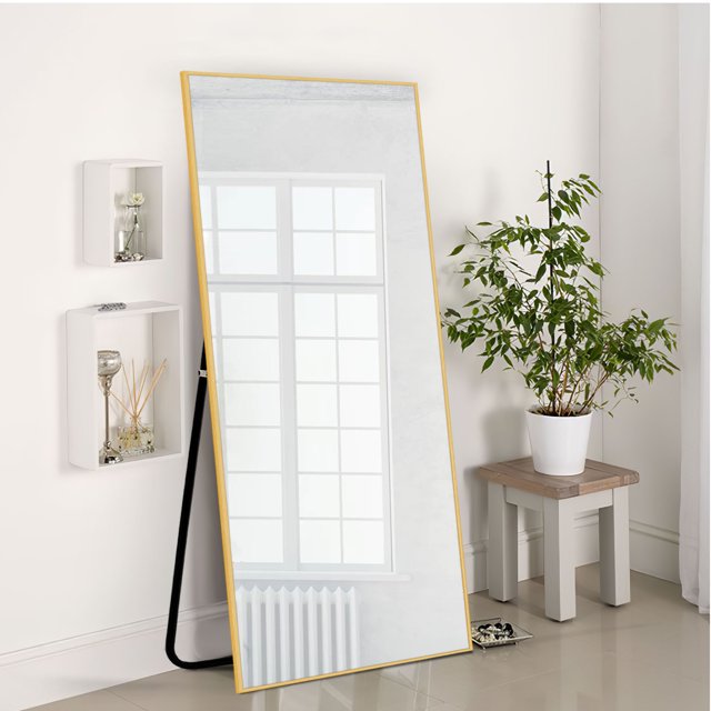 NeuType 55"x16" Rectangular Full Length Floor Mirror with Stand Gold