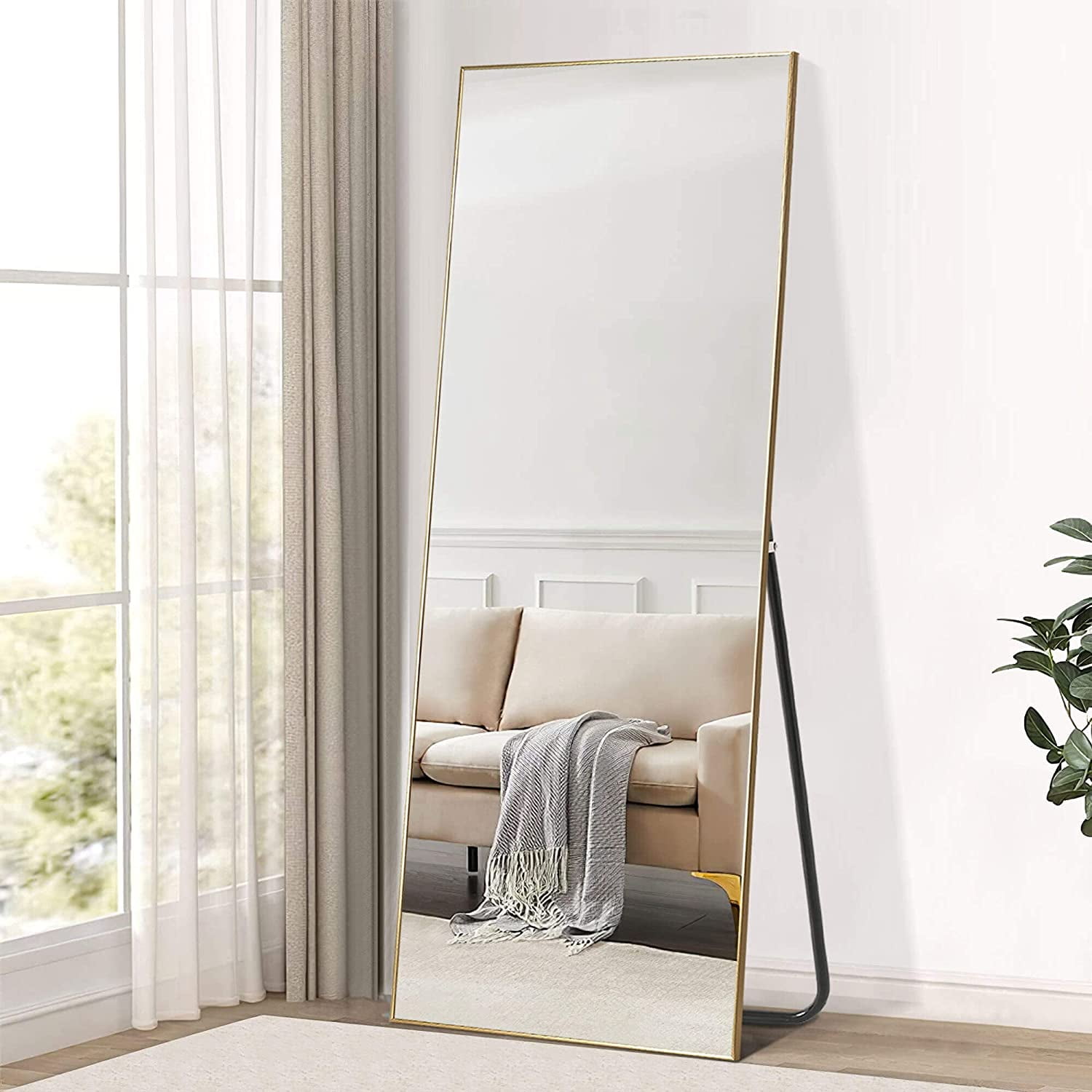 NeuType 59 in x 20 in Gold Contemporary Full Length Floor Leaner Mirror