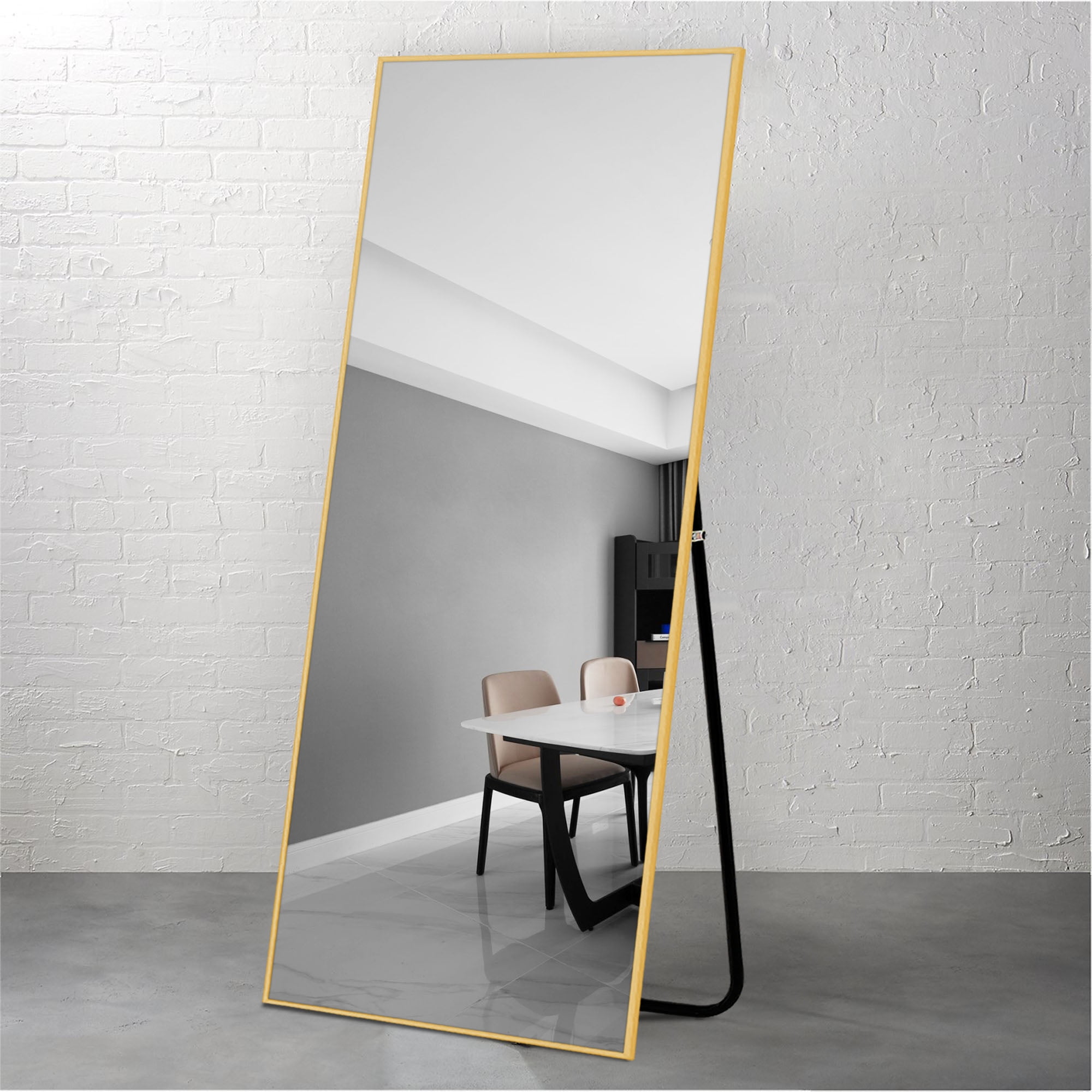 NeuType 59"x16" Rectangular Full Length Floor Mirror with Stand Gold