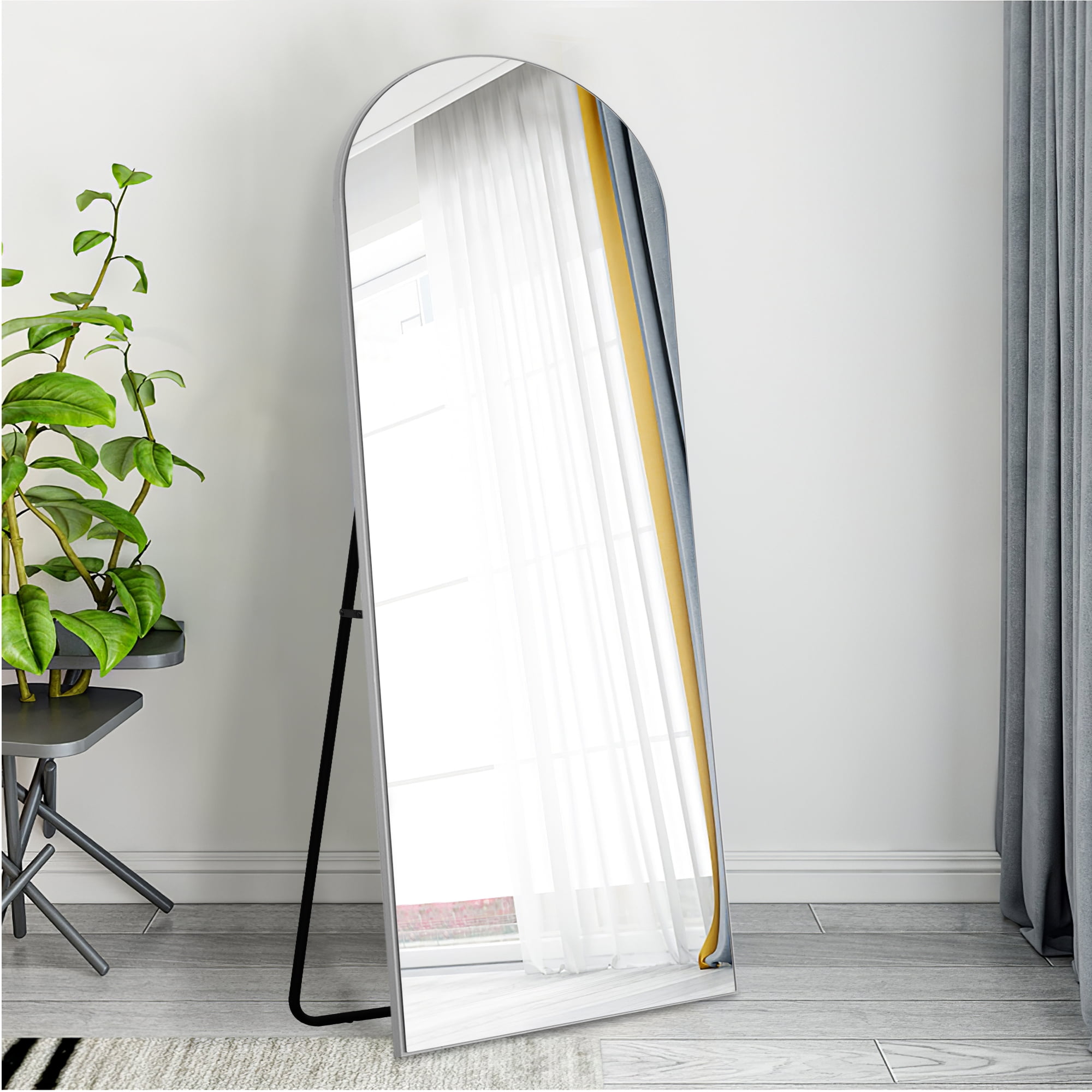 59"x20" Arched Full Length Mirror Floor Mirror with Stand Silver ...