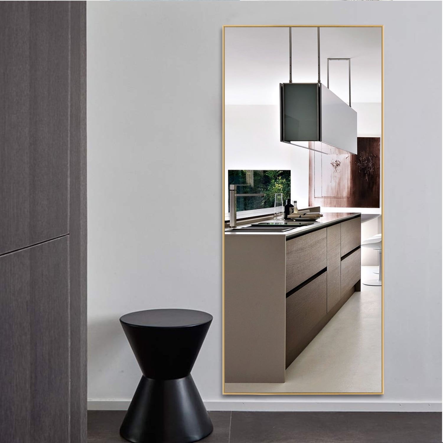 63"x18" Full Length Body Mirror Floor Hanging Mirror for Bedroom Dorm Room, Gold