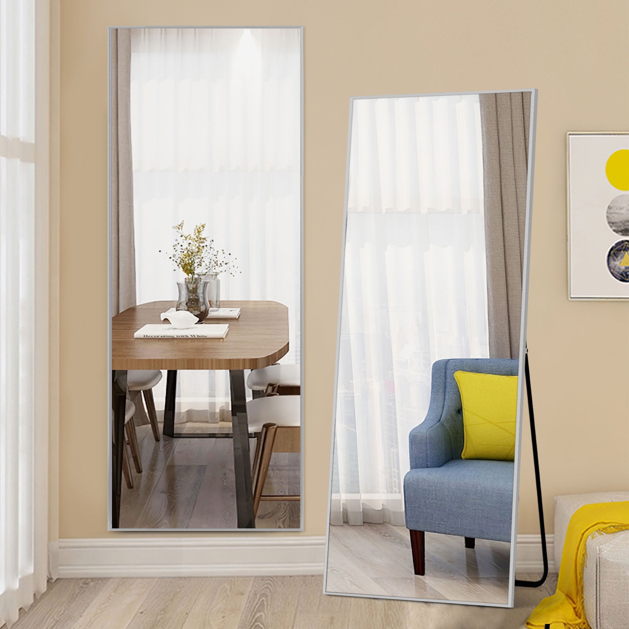 64"x22" Full Length Mirror Floor Mirror,Sliver