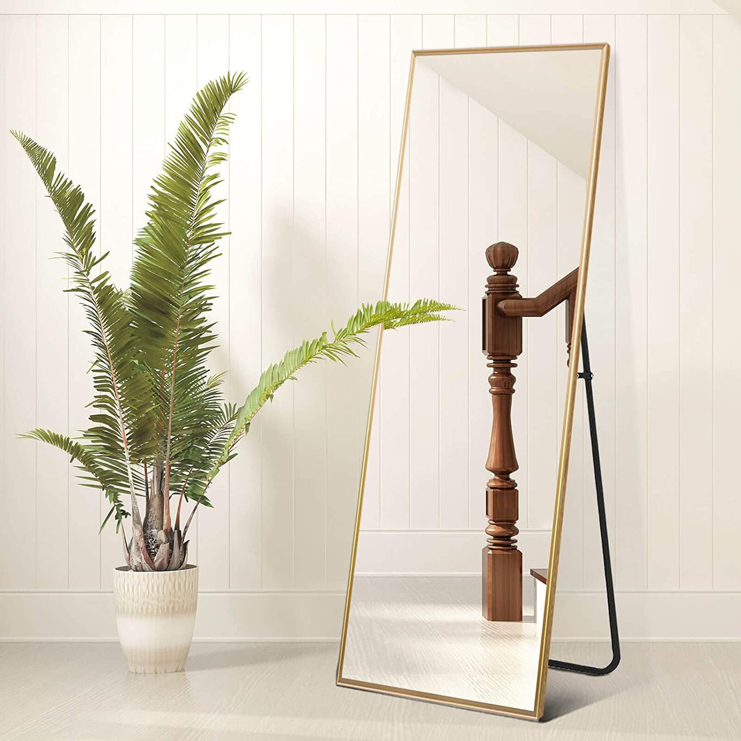 NeuType 65 in x 22 in Gold Contemporary Full Length Floor Leaner Mirror