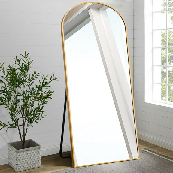 NeuType 71" x 32" Floor Mirrors Free Standing Arched Full Length Mirrors Gold