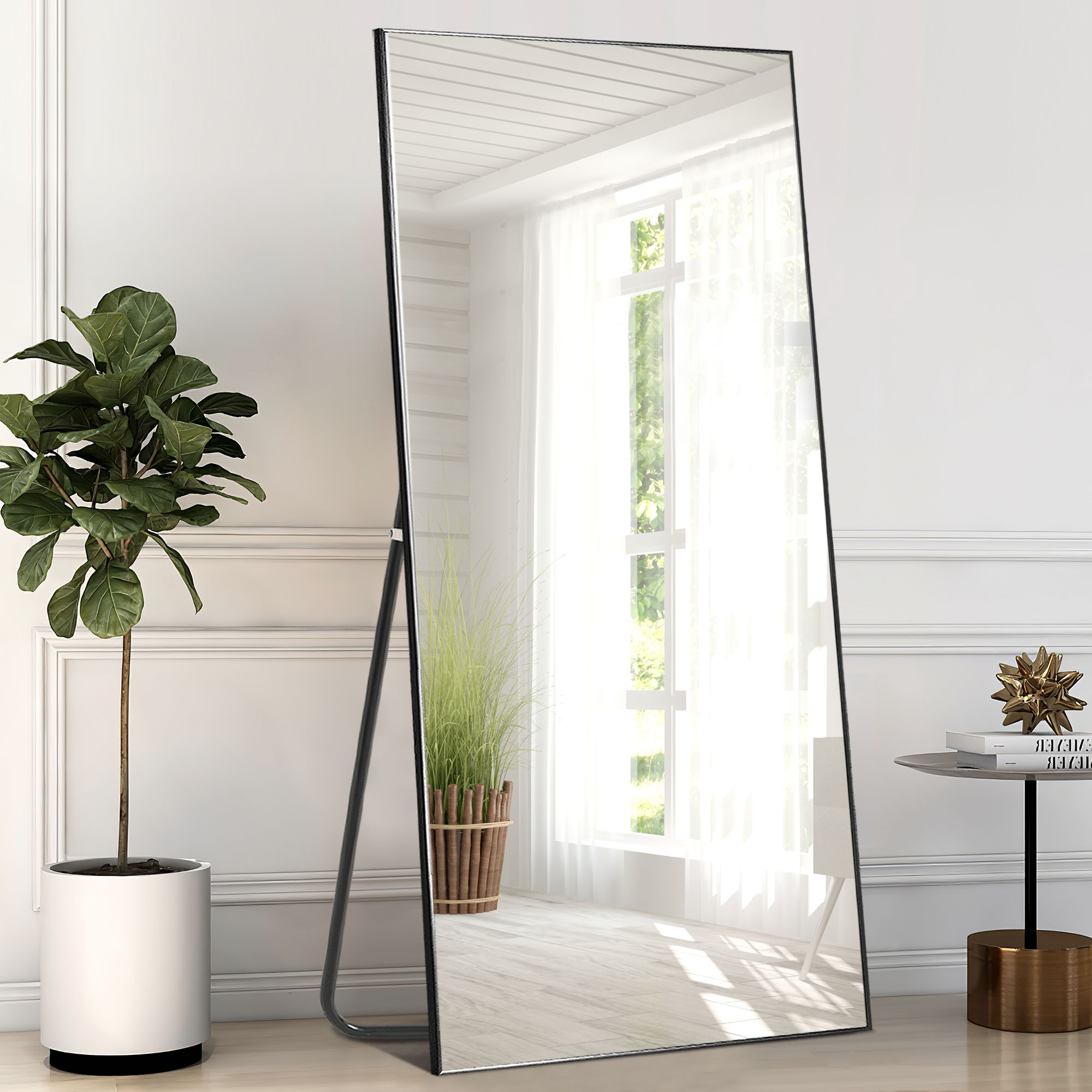 Neutype Full Mirror Full Length Mirror Floor Mirror Modern Black Rectangle Oversized Mirror