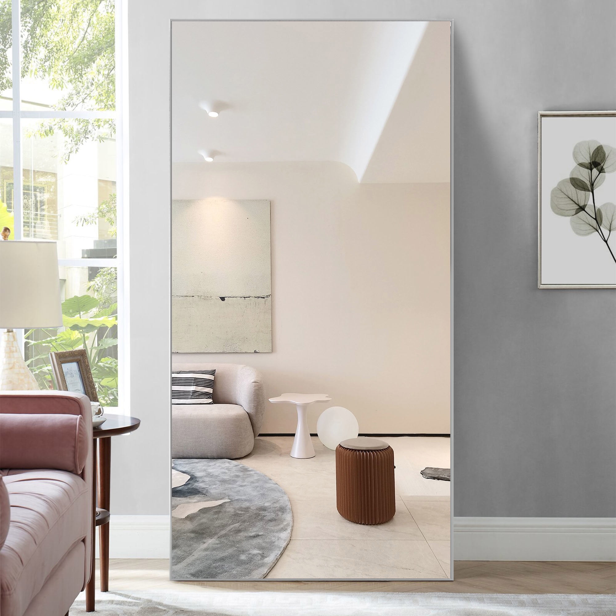 NeuType 71"x28" Rectangular Full Length Floor Mirror with Stand Silver