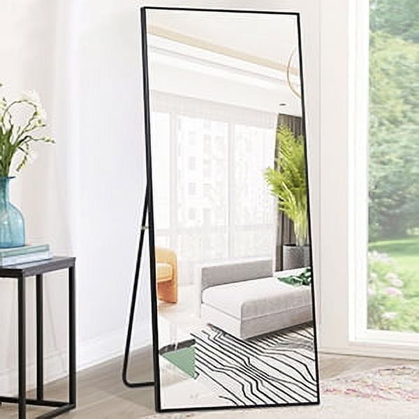 NeuType 71"x31" Aluminum Alloy Frame Mirror Rectangular Full Length Floor Mirror with Stand