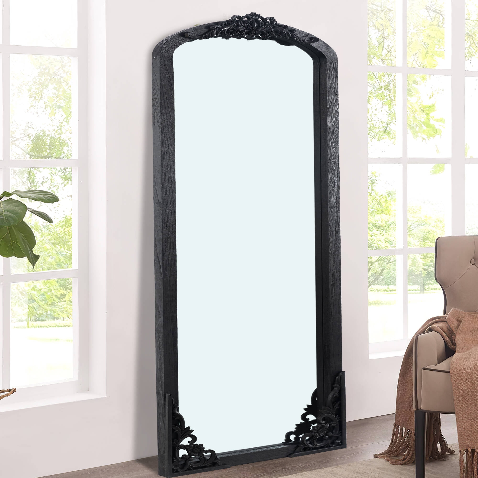 NeuType 71x30 Arch Full-Length Vintage Mirror, Black - Walmart.com