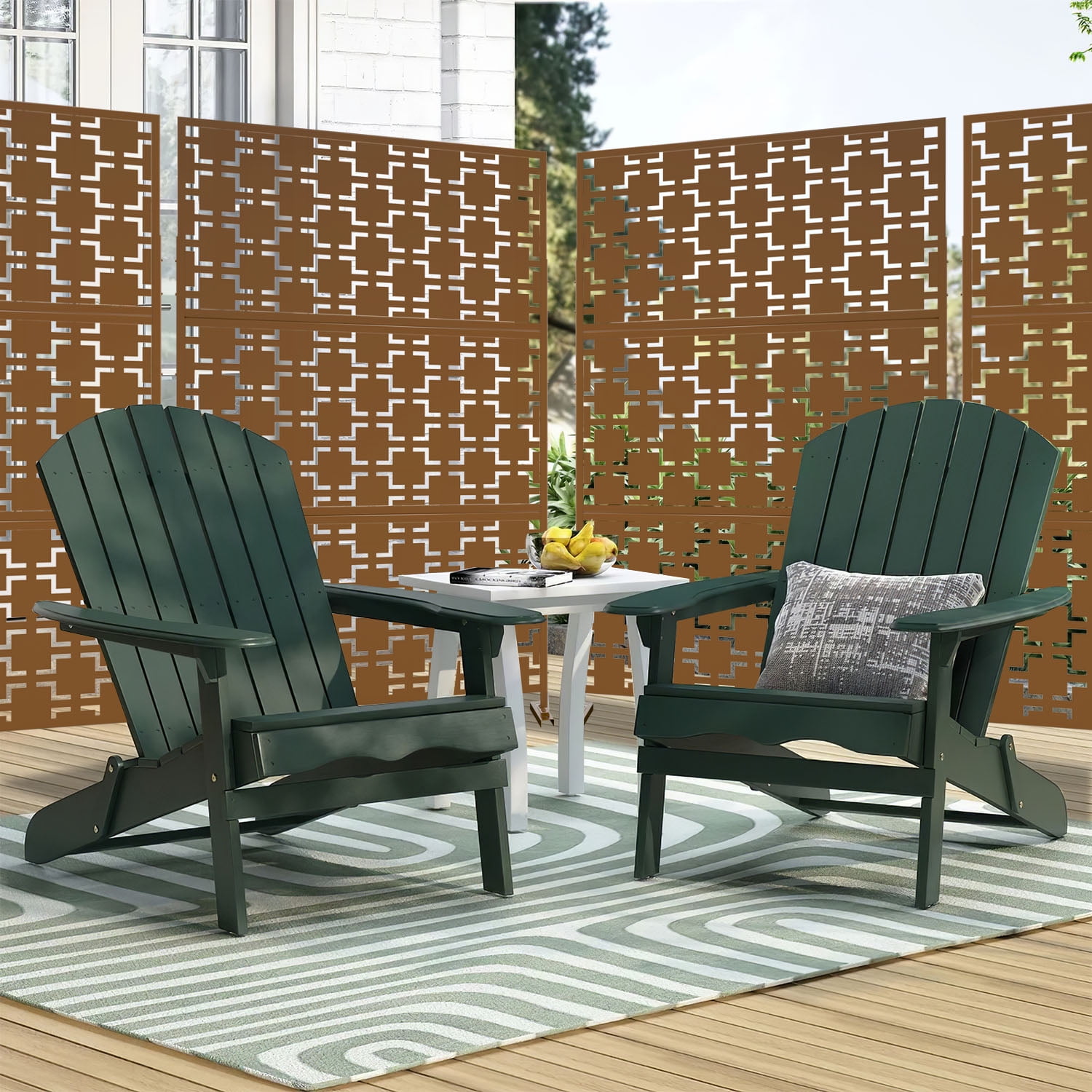 76 in x47 in Decorative Privacy Screen Outdoor Divider with Stand