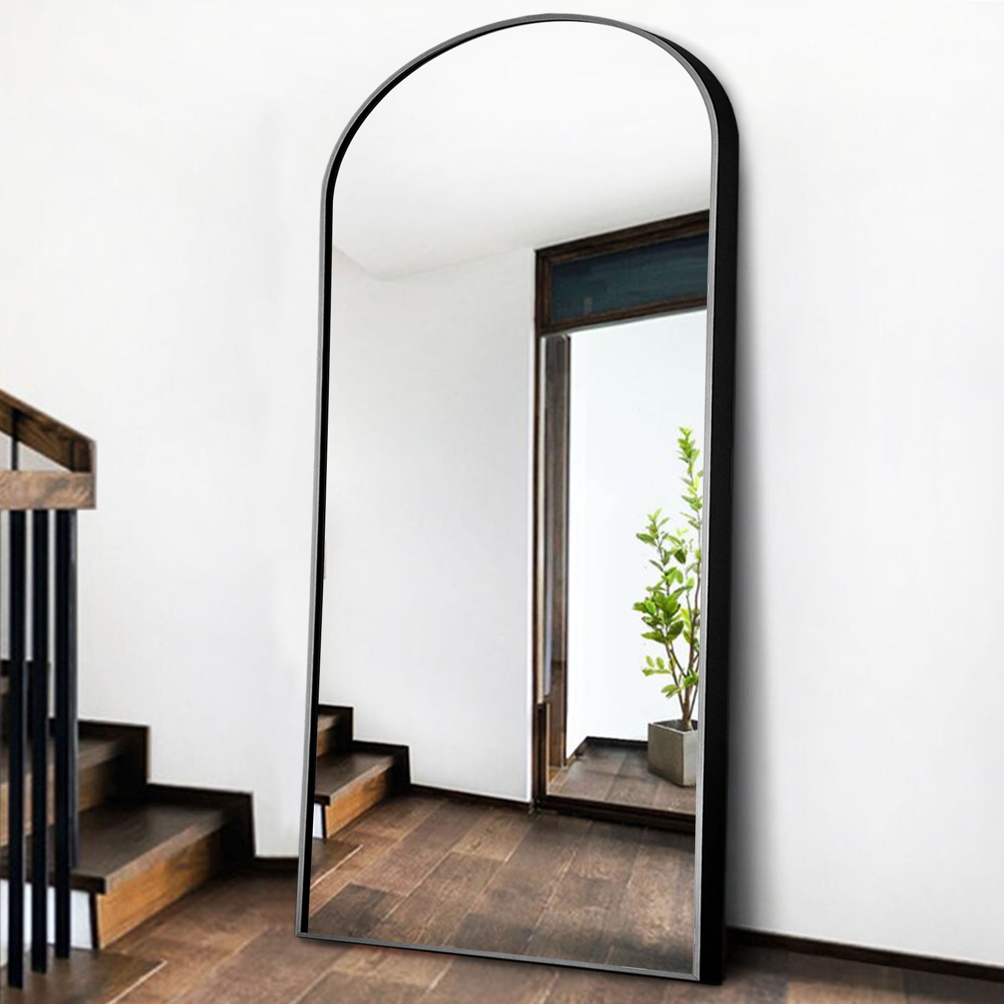 Aluminium Alloy Full-Length Mirror 71"x31" for Living Room Bedroom,Black,without Stand