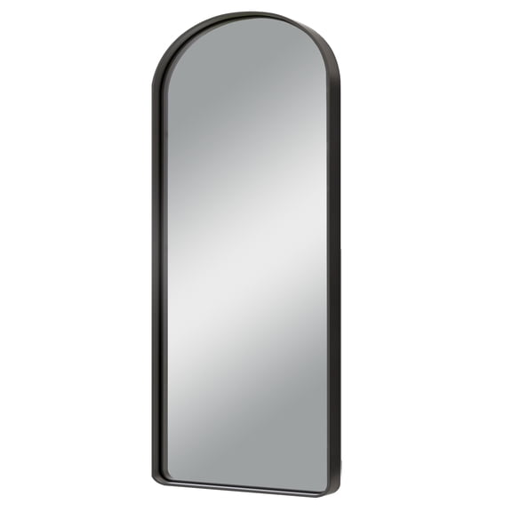 Aluminum Alloy Wall Mount Arched Deep Mirror Hanging Mirror Wall Mirror Rounded Corner Black 71"x31"