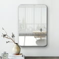 thumbnail image 1 of Aluminum Alloy Wall Mount Rectangular Deep Mirror Hanging Mirror Wall Mirror Rounded Corner Silver 32"x22", 1 of 7