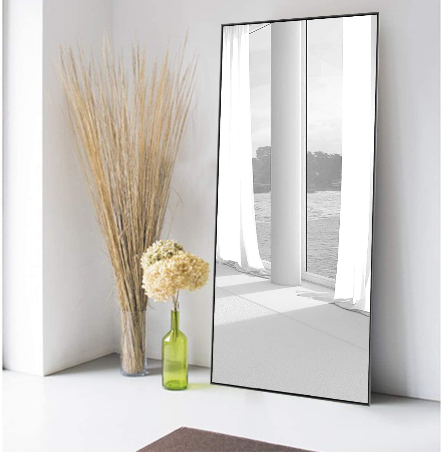NeuType Espejo grande de longitud completa con soporte, espejo para montar  en la pared, espejo de cuerpo completo para dormitorio, sala de estar, de