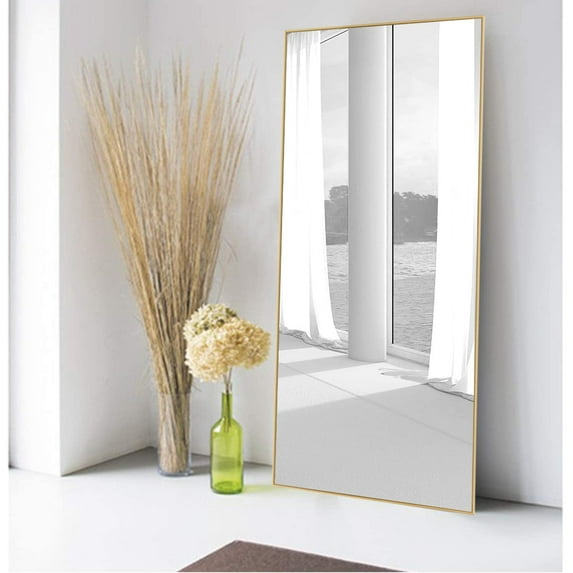 NeuType Full Length Mirror Decor Wall Mounted Mirror Floor Mirror Dressing Mirror Make Up Mirror for Bathroom/Bedroom/Living Room/Dining Room/Entry Gold, 47" x 22"