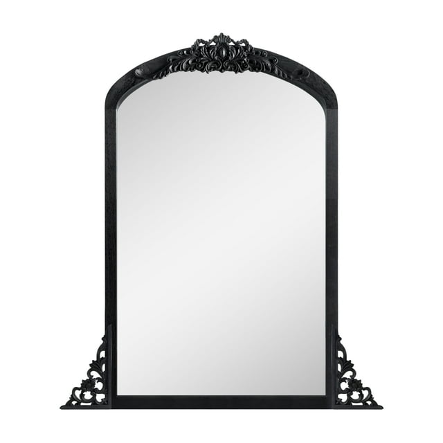 NeuType Solid Wood Wall Mirror Vintage Decorative Mirror for Living Room Bedroom 36"x24", Black