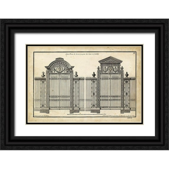 Neufforge 24x17 Black Ornate Wood Framed with Double Matting Museum Art Print Titled - Neufforge Gate II