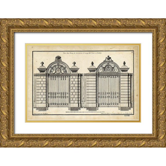 Neufforge 24x17 Gold Ornate Wood Framed with Double Matting Museum Art Print Titled - Neufforge Gate I