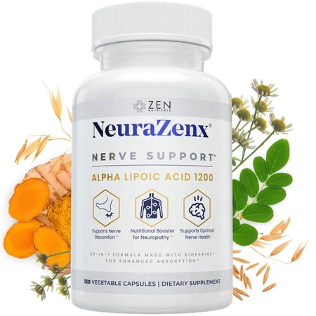 Neurazenx® Nerve Support with Alpha-Lipoic Acid (1200mg), Benfotiamine, Organic Turmeric, B Complex Vitamins