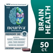 Neuriva Memory 3D Brain Supplements for Memory and Focus, Vitamin B12 & B6, Folic Acid, 50 Count Capsules