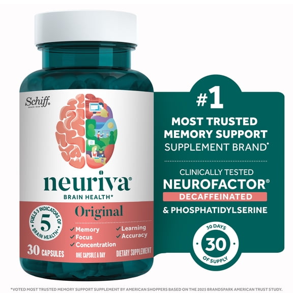 Neuriva Original Brain Health Supplement, Support for Memory and Focus, 30 count Capsules