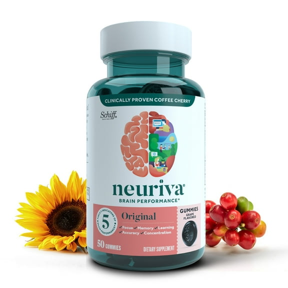 Neuriva Original Brain Health Supplement, Support for Memory and Focus, Grape, 50ct Gummies