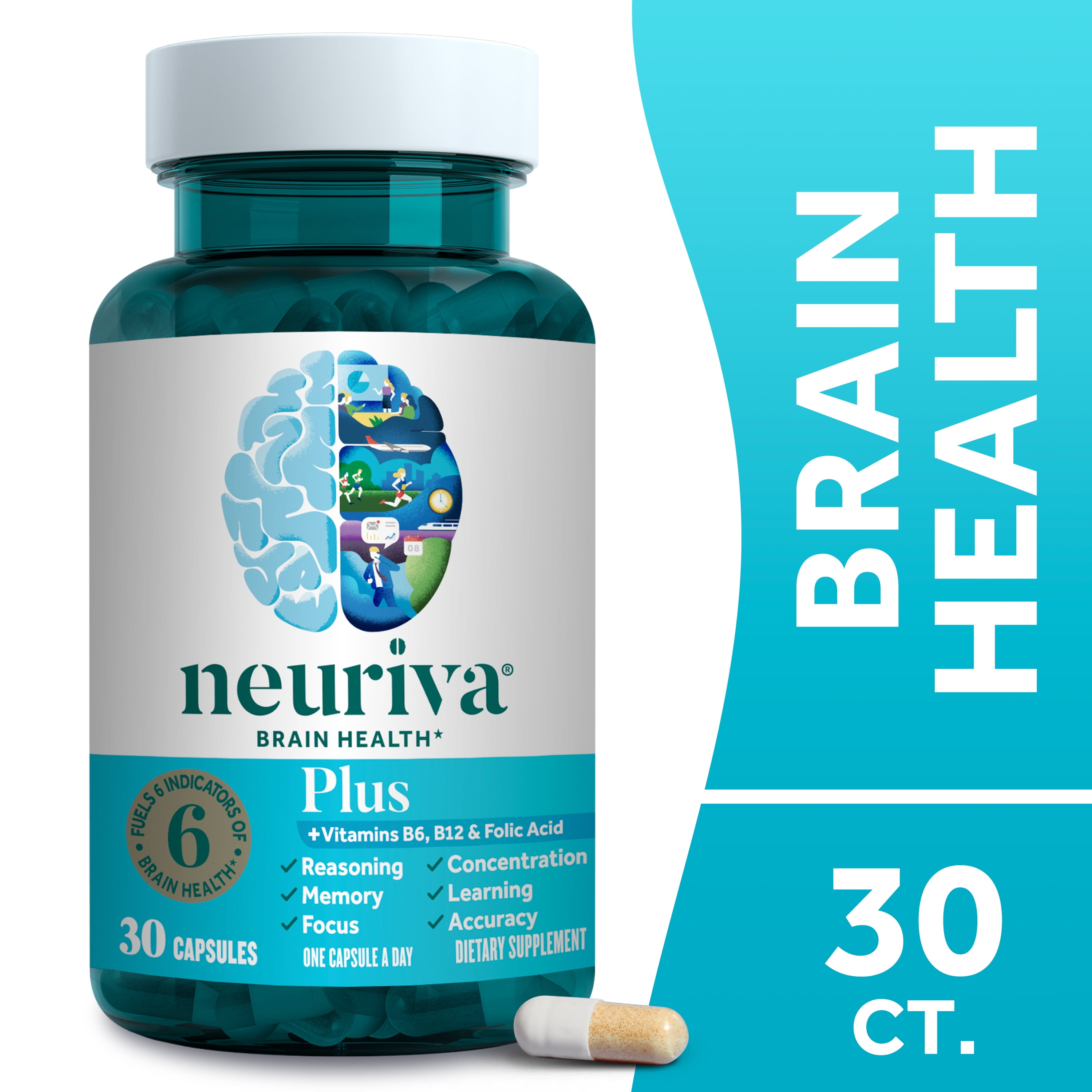 Neuriva Plus Brain Health Supplement (30 count), Brain Support With  Clinically Tested Natural Ingredients (Coffee Cherry & Plant Sourced