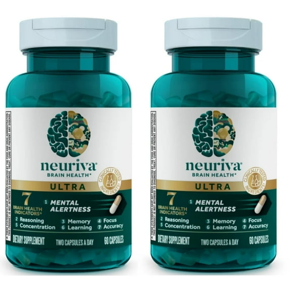 Neuriva Ultra Decaffeinated Nootropic Brain Supplement for Mental Alertness, Memory, Focus & Concentration, (60 Count), 2 Pack