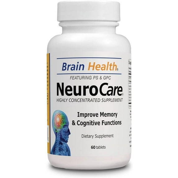 Neuro Care Nootropic Brain Health Supplement, Highly Concentrated Memory Booster Enhanced Mental Focus, Cognition, Memory, Concentration and Clarity, 100% Natural Dietary Supplement - 60 Tablets